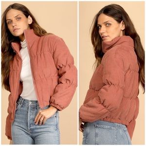 Lulu's Rose Corduroy Cropped Puffer Jacket